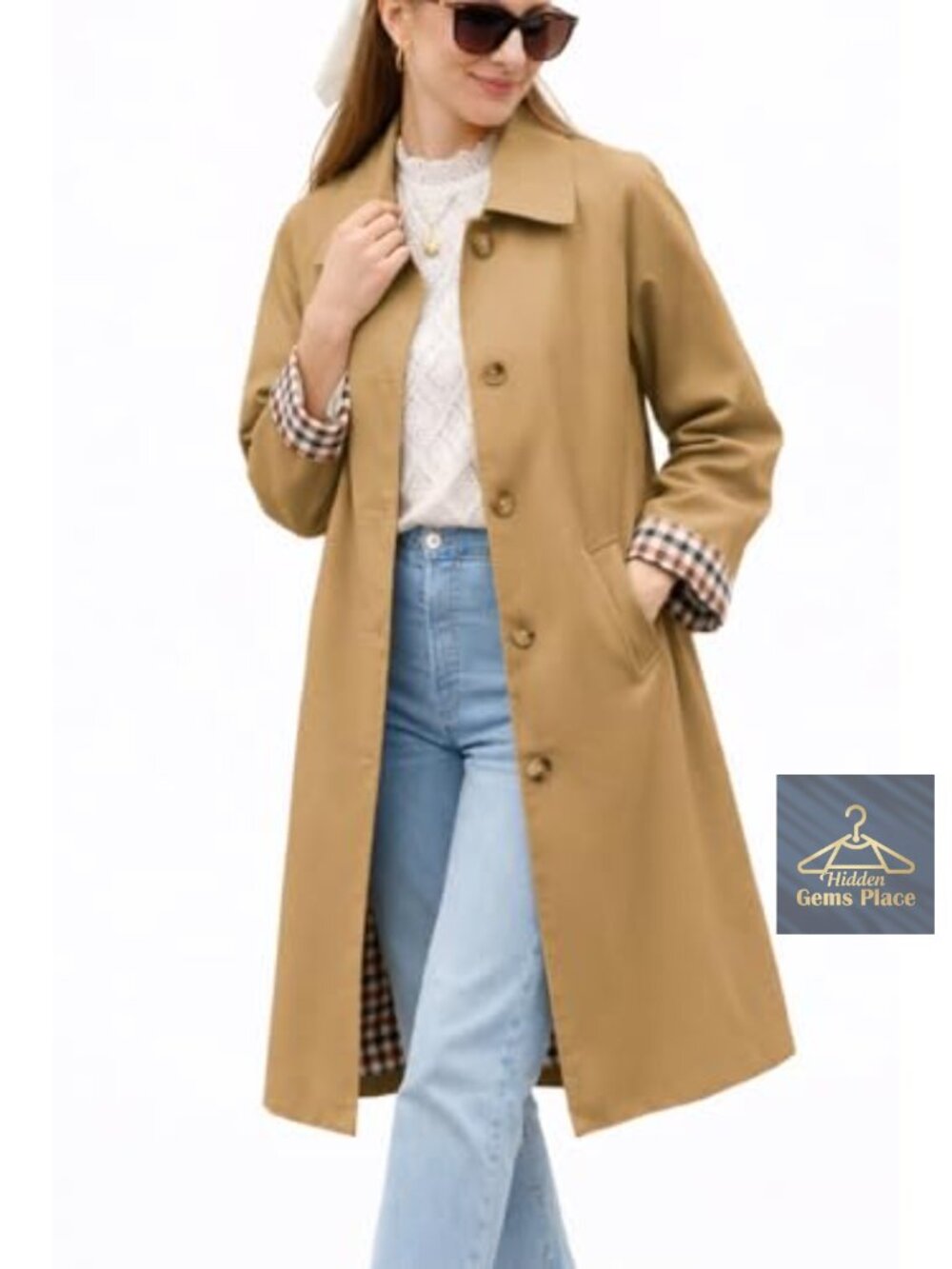 Women's Long Single Breasted Lapel Trench Coat Oversized Windproof Overcoat